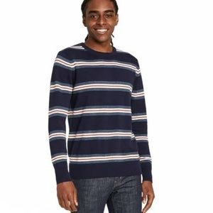 Men's Goodfellow & Co Blue Red White Stripe Crew Neck Long Sleeve Sweater-Size L